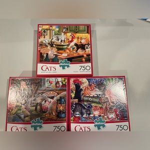 Buffalo Games Cats lot of 3 jigsaw puzzles